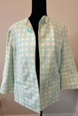 Doncaster Women's Mint and White Quilted Circle Pattern Jacket Size 12